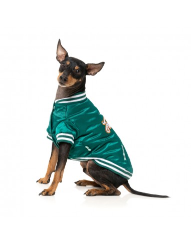 FuzzYard Fastball Baseball Dog Jacket, Green