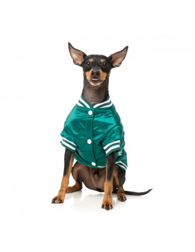 FuzzYard Fastball Baseball Dog Jacket, Green