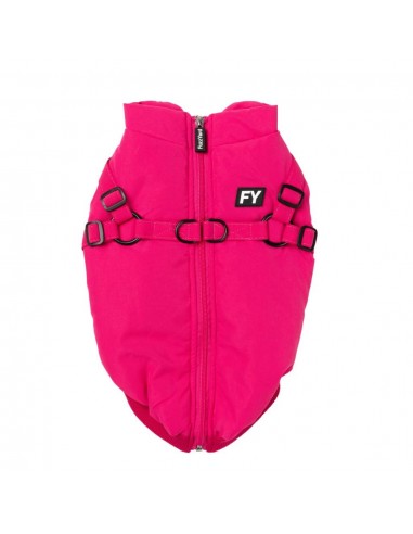 FuzzYard Flash dog jacket with built-in harness in magenta