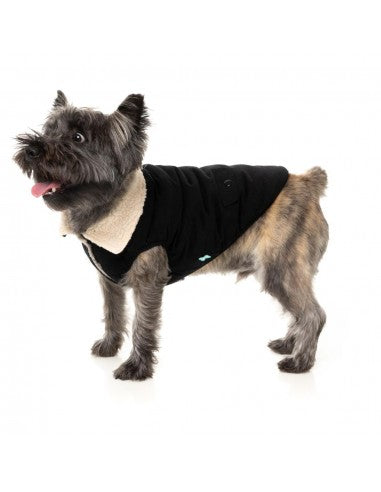 FuzzYard Frontier sherpa-lined dog jacket in black