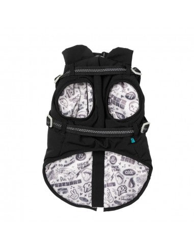 2-in-1 dog jacket with harness FuzzYard Horizon in black