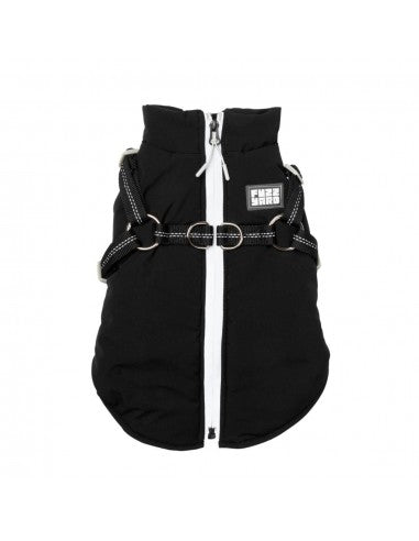 2-in-1 dog jacket with harness FuzzYard Horizon in black