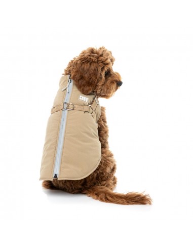 FuzzYard Horizon Dog Jacket with Built-In Harness, Taupe