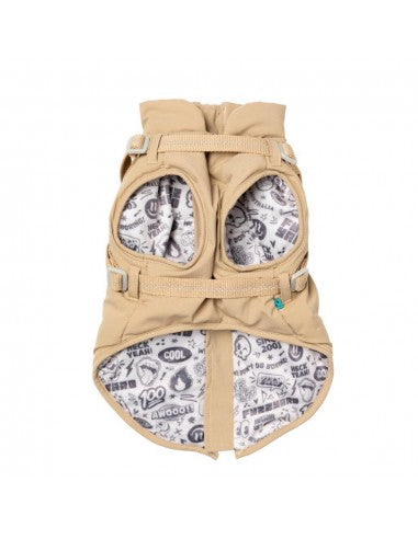 FuzzYard Horizon Dog Jacket with Built-In Harness, Taupe