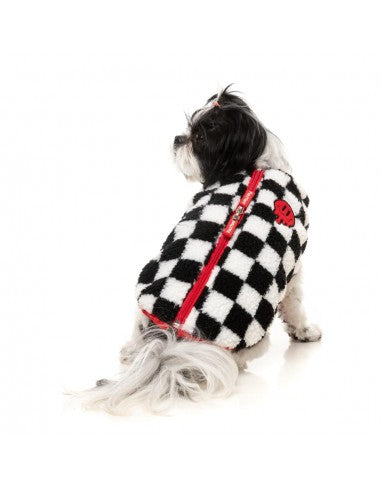 FuzzYard Ollie Red Check Sherpa Dog Coat