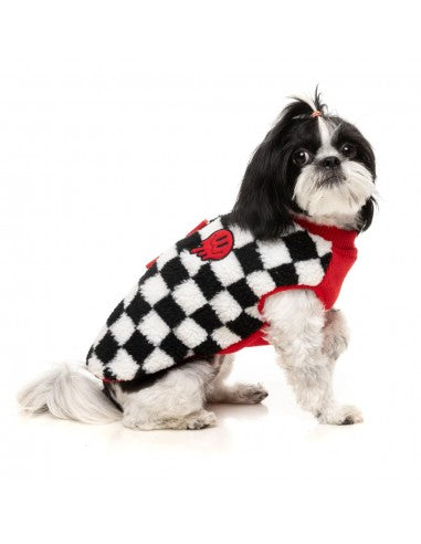 FuzzYard Ollie Red Check Sherpa Dog Coat