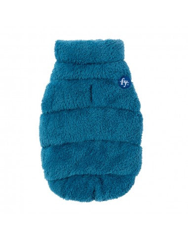 Teddy dog coat FuzzYard The Vaucluse in French blue