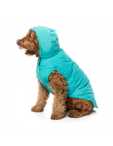 FuzzYard Evo dog raincoat with hood in teal