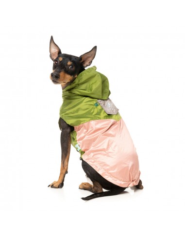 FuzzYard Ormond reversible dog raincoat in olive and pink