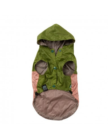 FuzzYard Ormond reversible dog raincoat in olive and pink
