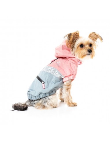 FuzzYard The Seattle dog raincoat in pink and grey, size 1
