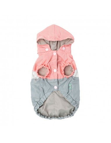 FuzzYard The Seattle dog raincoat in pink and grey, size 1