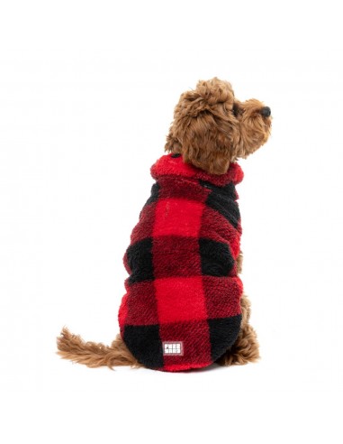 FuzzYard Checkered Teddy Dog Jumper in Red