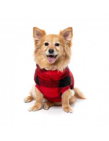 FuzzYard Checkered Teddy Dog Jumper in Red