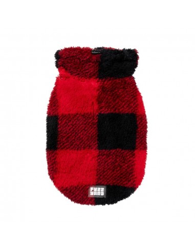 FuzzYard Checkered Teddy Dog Jumper in Red