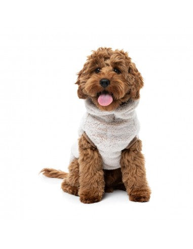 FuzzYard Frosted Teddy Plush Dog Jumper in Latte