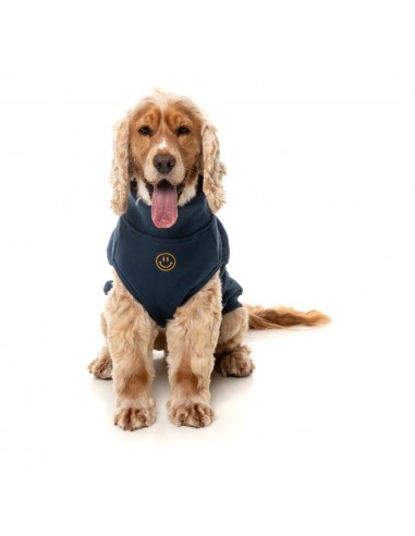 Embroidered dog jumper FuzzYard Smiley in navy