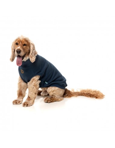 Embroidered dog jumper FuzzYard Smiley in navy