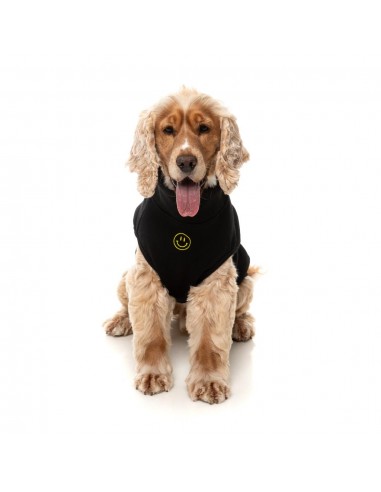Embroidered dog jumper FuzzYard Smiley in black