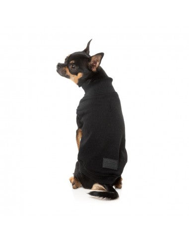 Embroidered dog jumper FuzzYard Smiley in black