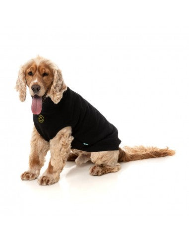 Embroidered dog jumper FuzzYard Smiley in black