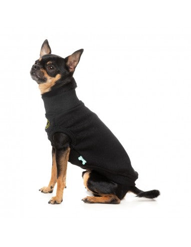 Embroidered dog jumper FuzzYard Smiley in black