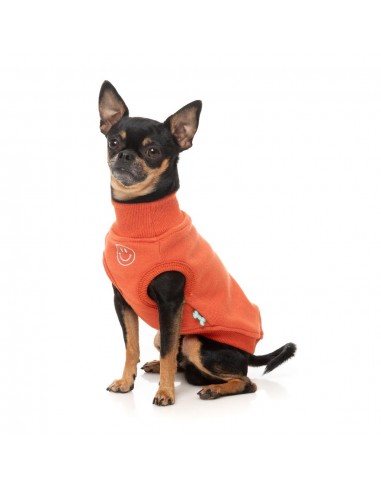 Embroidered dog jumper FuzzYard Smiley in rust