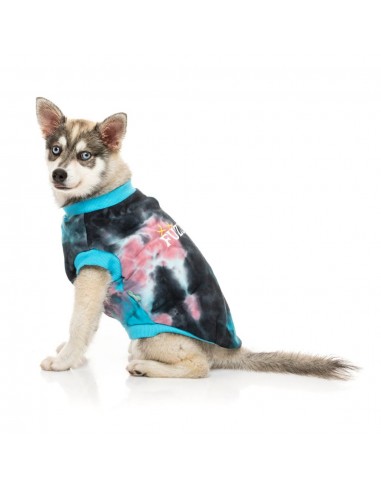 FuzzYard Smiley Tie-rus dog hoodie, multicolour blue (size 1)