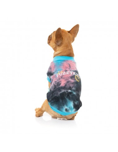FuzzYard Smiley Tie-rus dog hoodie, multicolour blue (size 1)