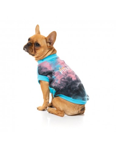 FuzzYard Smiley Tie-rus dog hoodie, multicolour blue (size 1)