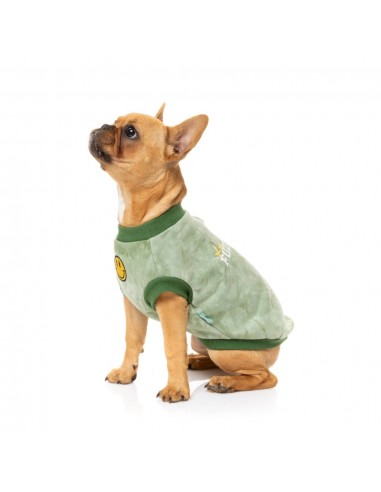 FuzzYard Smiley Tie-rus dog hoodie, green (size 1)