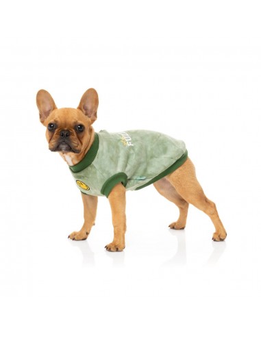 FuzzYard Smiley Tie-rus dog hoodie, green (size 1)
