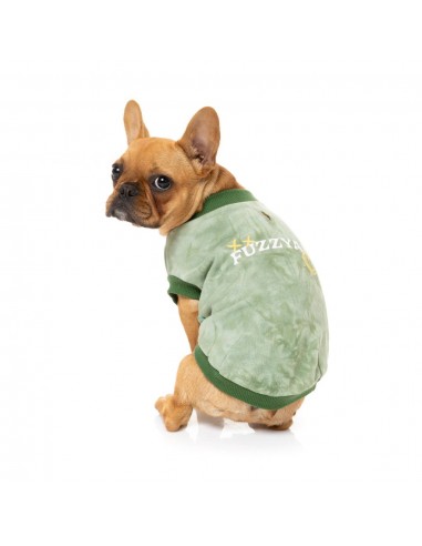 FuzzYard Smiley Tie-rus dog hoodie, green (size 1)