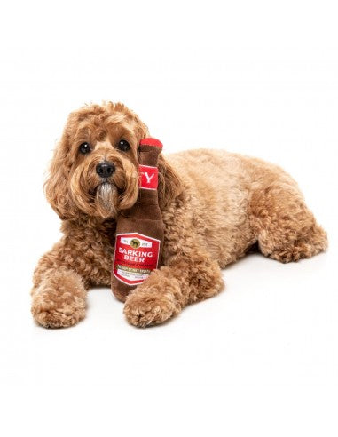 FuzzYard Barking Beer Bottle Plush Dog Toy with Squeaker