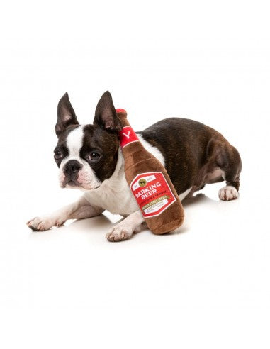 FuzzYard Barking Beer Bottle Plush Dog Toy with Squeaker