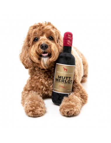 FuzzYard Mutt Merlot wine bottle plush dog toy with squeaker