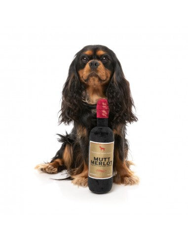 FuzzYard Mutt Merlot wine bottle plush dog toy with squeaker