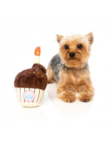 FuzzYard birthday cupcake plush dog toy with squeaker