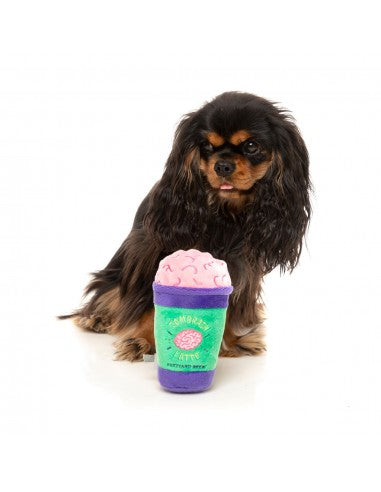 Halloween plush dog toy FuzzYard Zombrain Latte