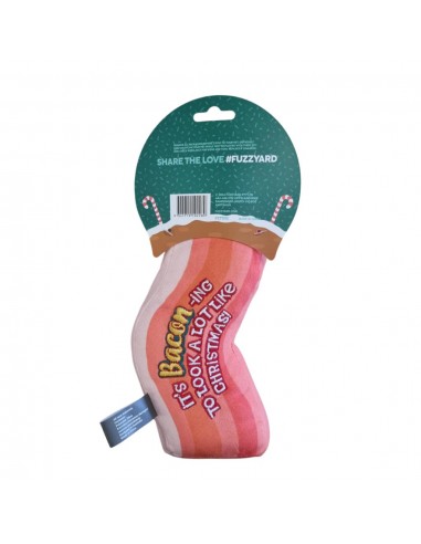 Christmas Plush Dog Toy FuzzYard Bacon-ing Xmas