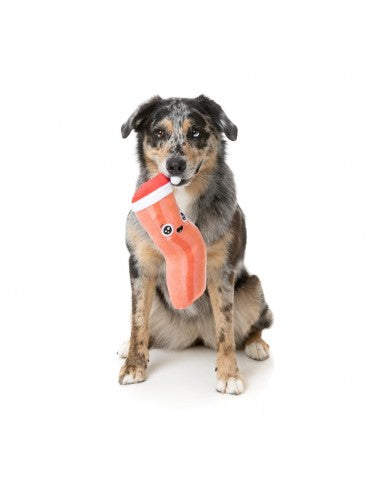 Christmas Plush Dog Toy FuzzYard Bacon-ing Xmas