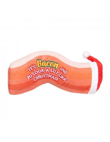 Christmas Plush Dog Toy FuzzYard Bacon-ing Xmas
