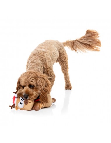 Christmas plush dog toy FuzzYard Domineck the Reindeer