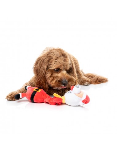 Christmas plush dog toy FuzzYard Saint Neckolas, Santa design