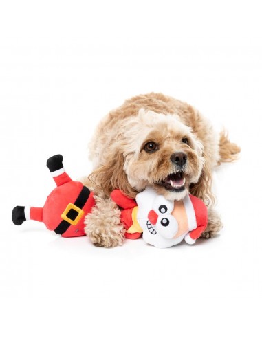 Christmas plush dog toy FuzzYard Saint Neckolas, Santa design