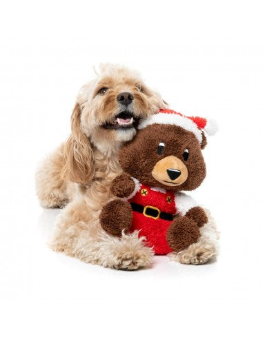Christmas plush dog toy FuzzYard Santa Fuzz Bear