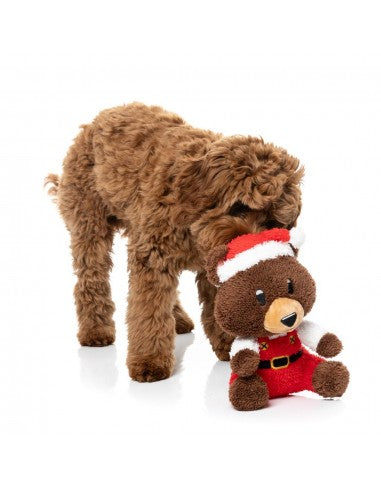 Christmas plush dog toy FuzzYard Santa Fuzz Bear
