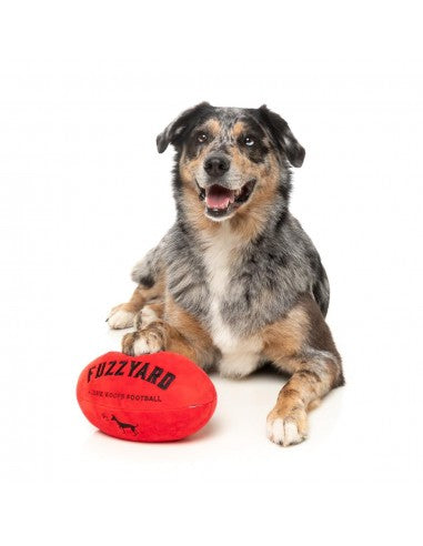 Squeaky plush dog toy FuzzYard Aussie Football