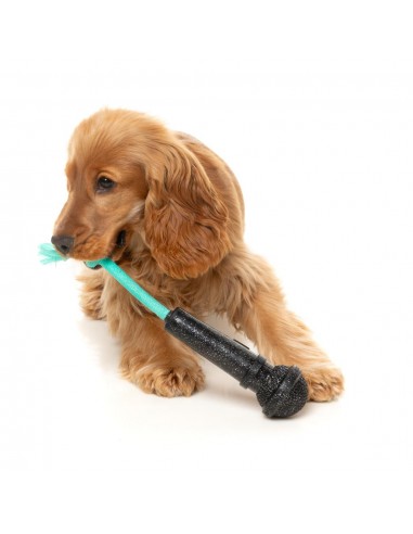 Interactive dog toy FuzzYard Mic Drop with rope and squeaker