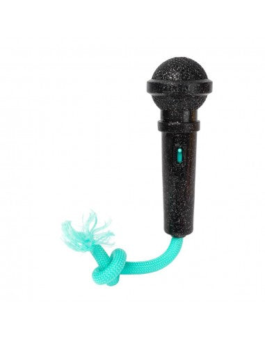 Interactive dog toy FuzzYard Mic Drop with rope and squeaker